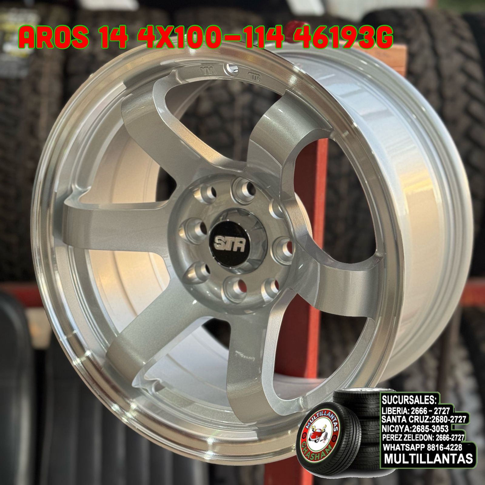 AROS # 14X7 8X100-114 ET0 SIL 46193G